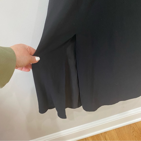 Dress The Population Lydia Dress Black Flutter Sleeve Midi Slit - Picture 9 of 12